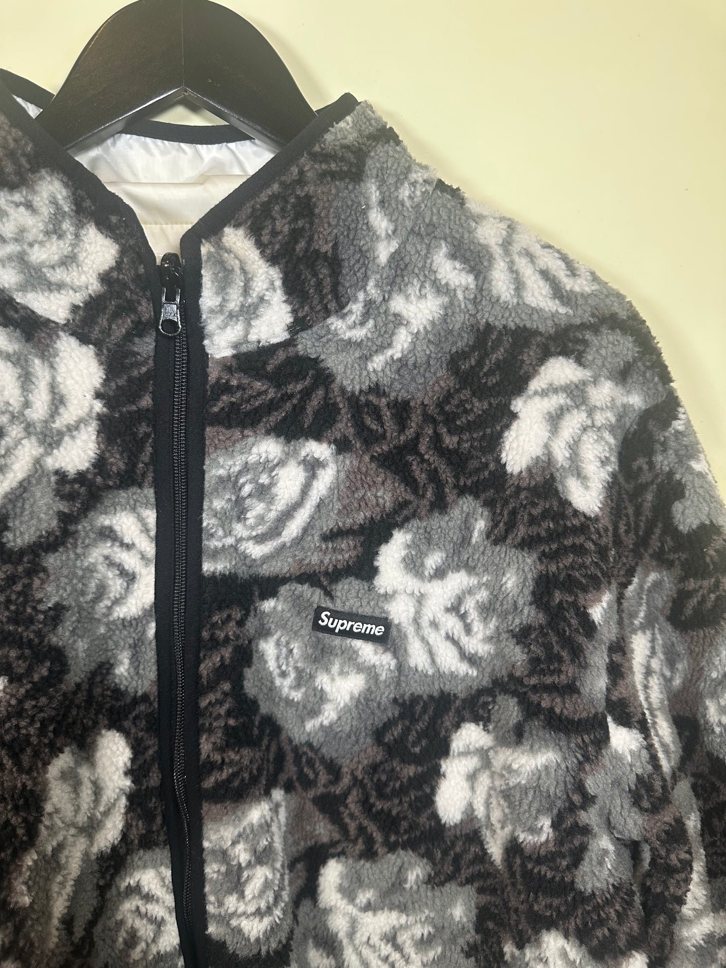 Supreme Roses Sherpa Fleece Reversible Jacket (XL)