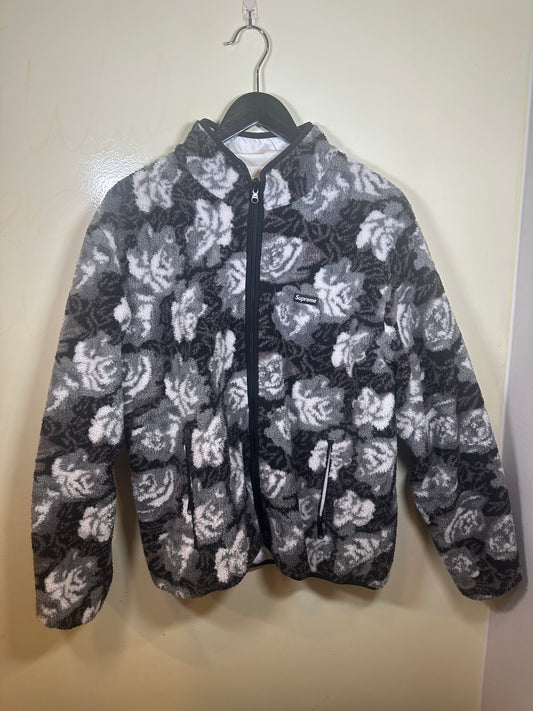 Supreme Roses Sherpa Fleece Reversible Jacket (XL)
