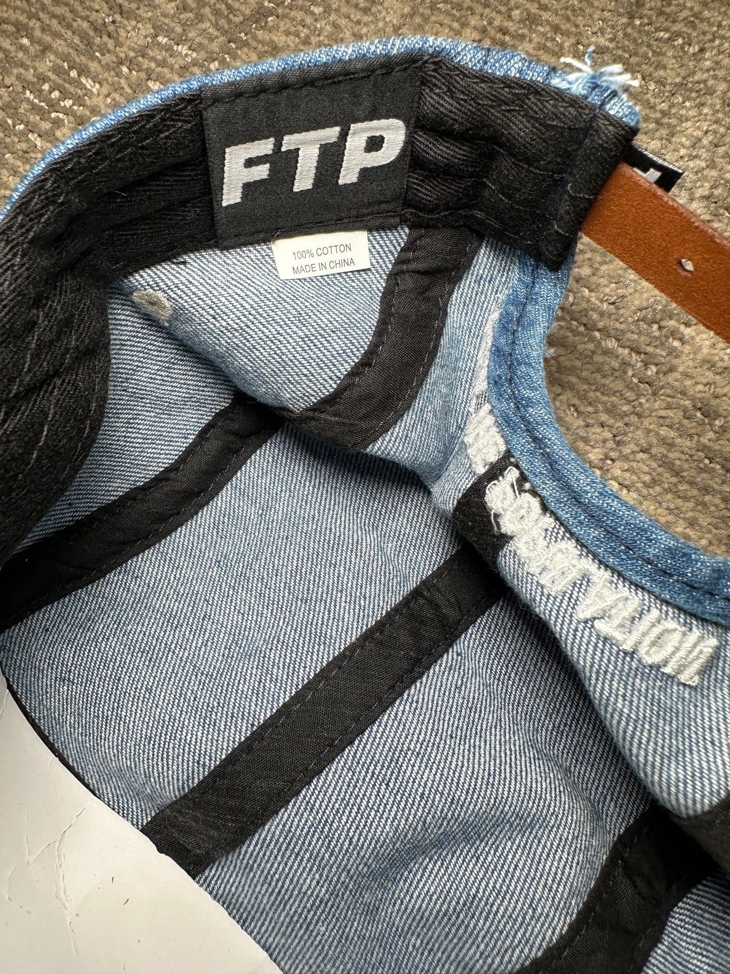 FTP Frayed Denim Logo Camp Hat (Light Indigo)