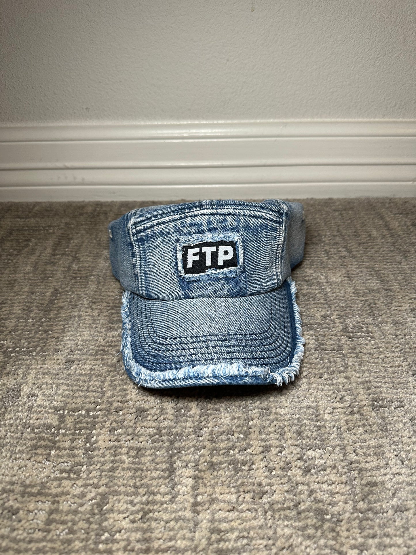 FTP Frayed Denim Logo Camp Hat (Light Indigo)