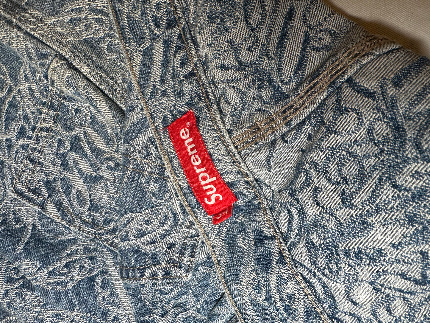 Supreme Script Jacquard Double Knee Denim Painter Pant (34)