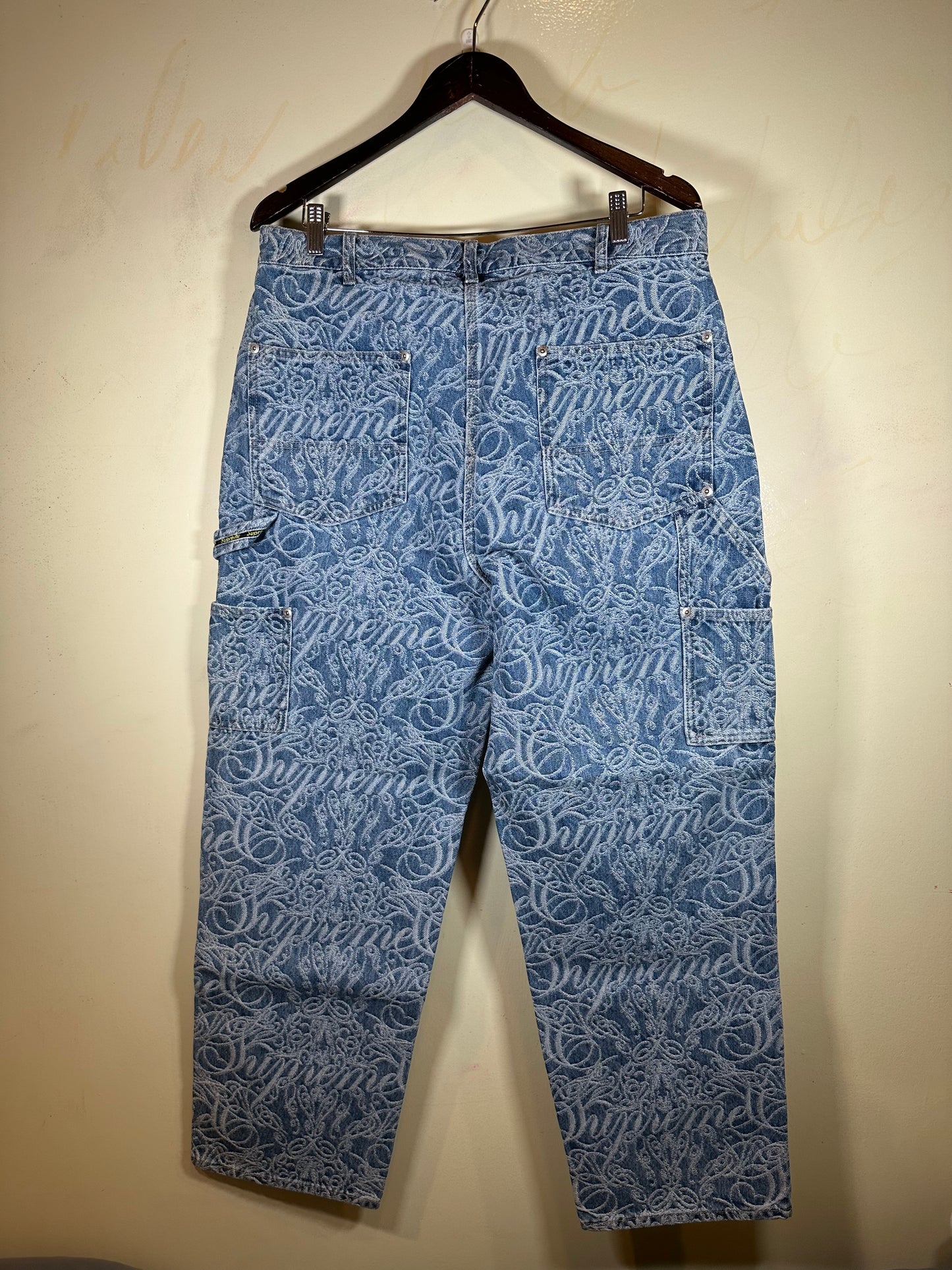 Supreme Script Jacquard Double Knee Denim Painter Pant (34)